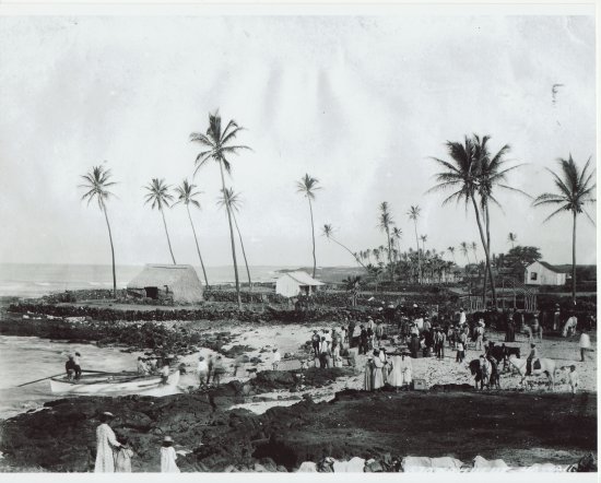 Old Photo People by Shore at Kahului Landing